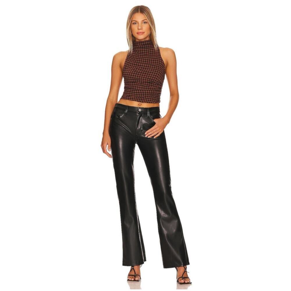 A.L.C. Freddie Black Soft Vegan Leather Flare Jeans Pants 8 $395